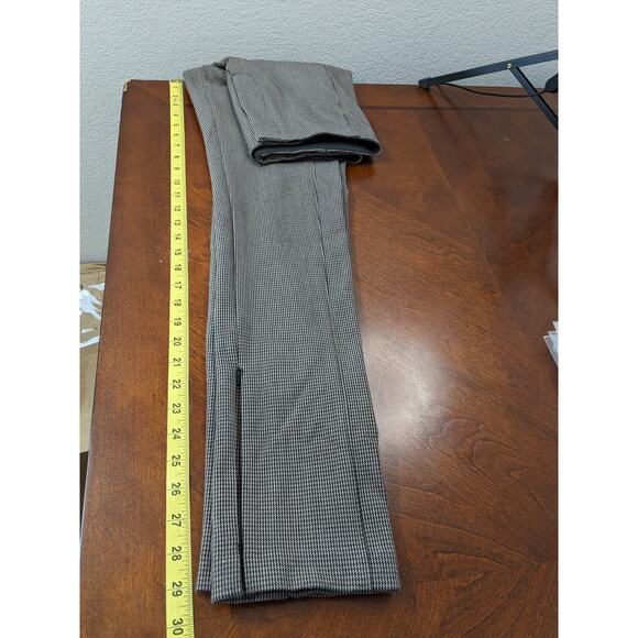 Ann Taylor Houndstooth Dress Pants 2 Black Brown Ankle Slit High Rise Trousers - Picture 9 of 11